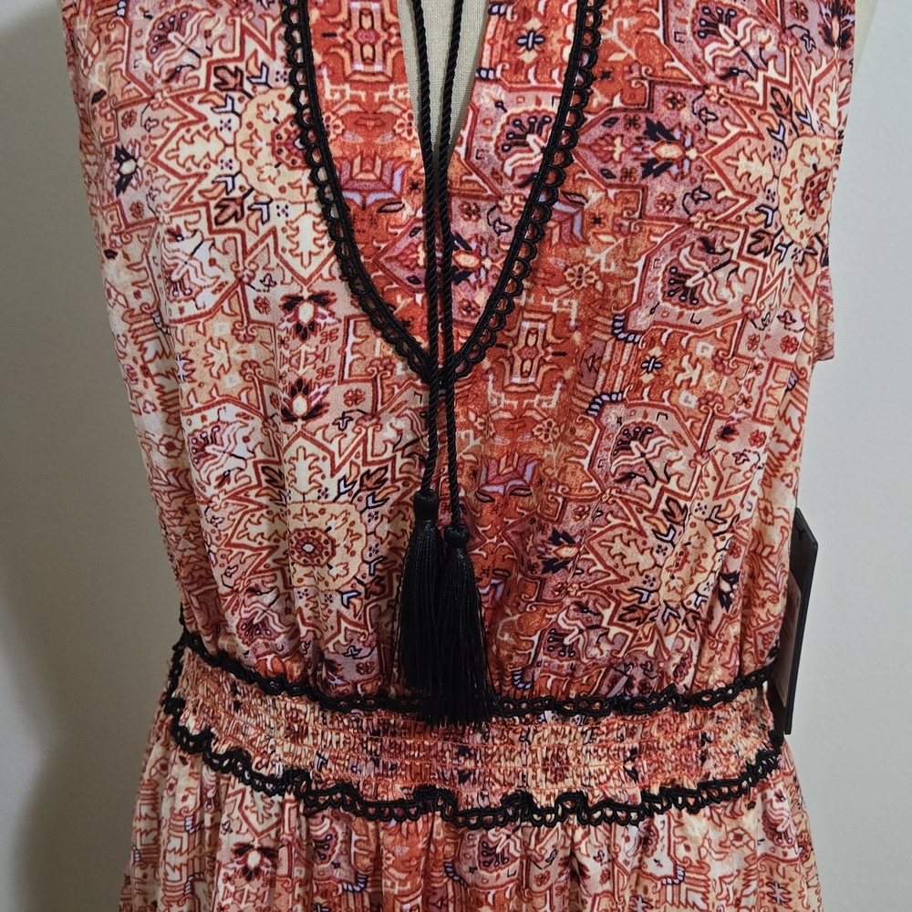 Guess Coral and Black Boho Dress